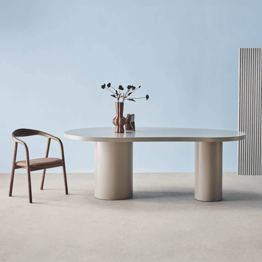 Mesa de jantar com estrutura em madeira, 8 lugares, 210cm, Esmee, Cinza Claro, 210x115x76 cm