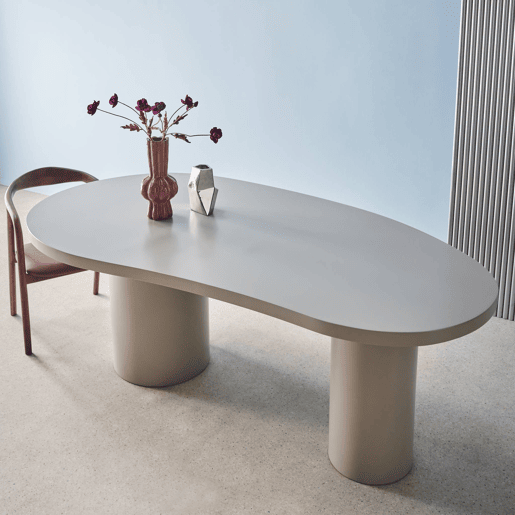 Mesa de jantar com estrutura em madeira, 8 lugares, 210cm, Esmee, Cinza Claro, 210x115x76 cm