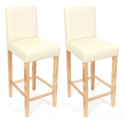 2 banquetas de bar cadeiras de balcão em material sintético creme com pés de madeira clara 04_0001768