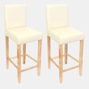 2 banquetas de bar cadeiras de balcão em material sintético creme com pés de madeira clara 04_0001768