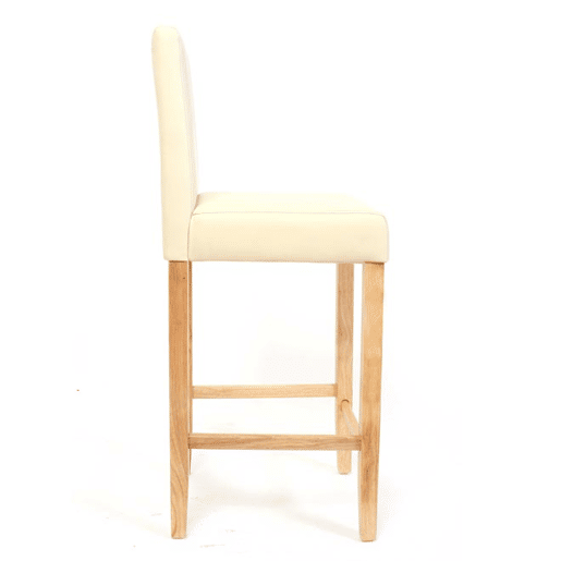 2 banquetas de bar cadeiras de balcão em material sintético creme com pés de madeira clara 04_0001768