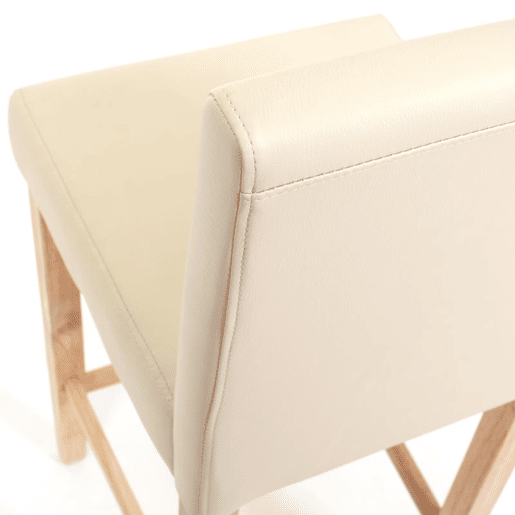 2 banquetas de bar cadeiras de balcão em material sintético creme com pés de madeira clara 04_0001768