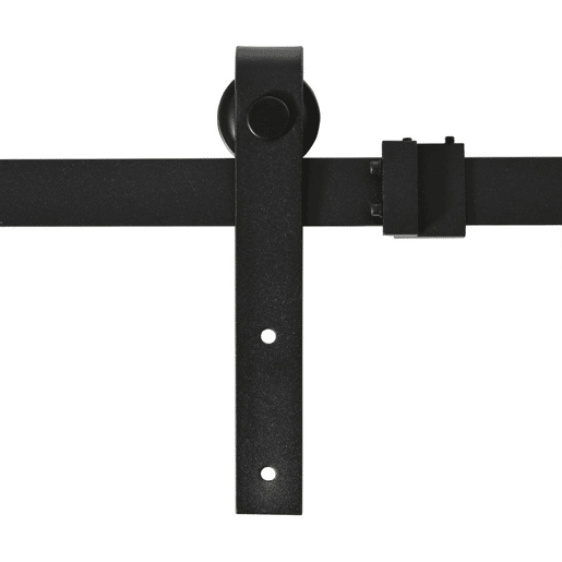 HOMCOM Ferragens para Portas de Correr 183 cm Kit para Porta de Correr Dupla em Madeira Largura 45 cm Aço Carbono Preto