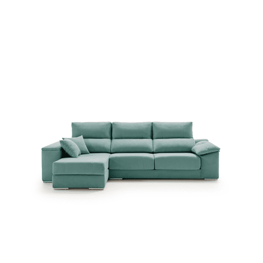 Sofá Chaise Longue Corsa, Tecido Turquesa Resistente a Manchas, Lado Esquerdo Sofá Chaise Longue Corsa, Tecido Turquesa Resistente a Manchas, Lado Esquerdo