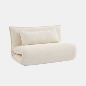 Sofá-cama conversĂvel boucle texturado, 2 lugares, Fleeep, Branco sujo, 200x120x66 cm
