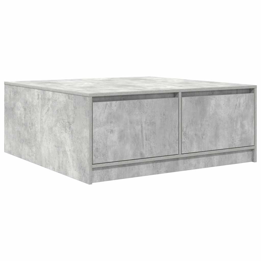 Mesa de centro con cajones gris hormigón 100x100x40 cm