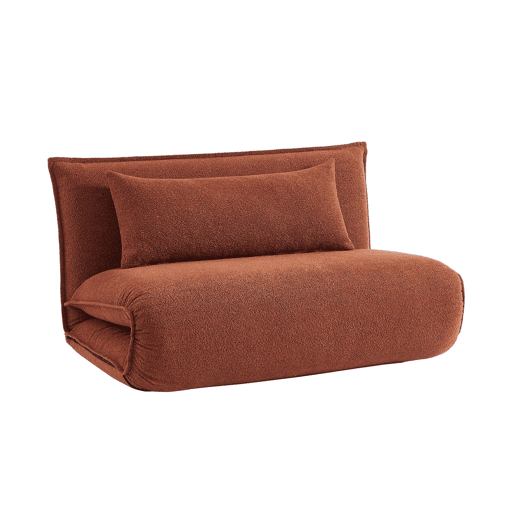 Sofá-cama conversível boucle texturado, 2 lugares, Fleeep, Terracota, 200x120x66 cm