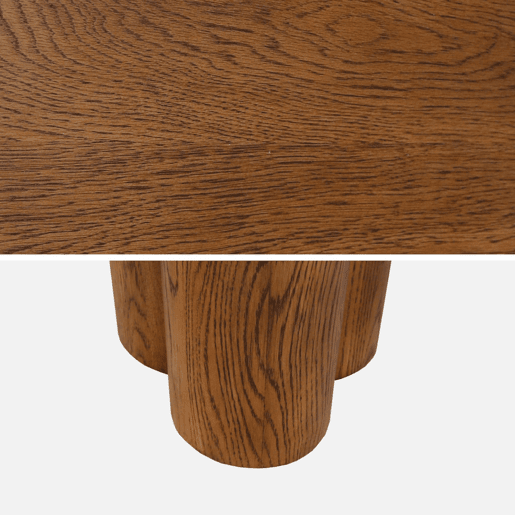 Mesa de jantar oval de madeira e folheado de carvalho para 8 lugares, Leonore, Madeira de nogueira, 220x110x73 cm