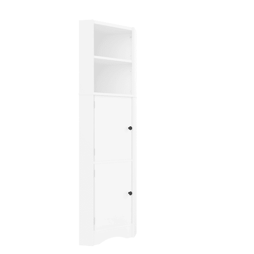 Armário de casa de banho triangular - duas portas e prateleiras ajustáveis - branco Armário de casa de banho triangular - duas portas e prateleiras ajustáveis - branco