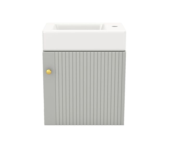 Mueble de baño con lavabo 46 cm - columna suspendida, pequeño, gris y blanco