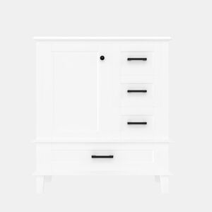 Armário de casa de banho 76x46x83,5 cm - Com lavatório, 3 gavetas silenciosas, prateleira na porta - Branco