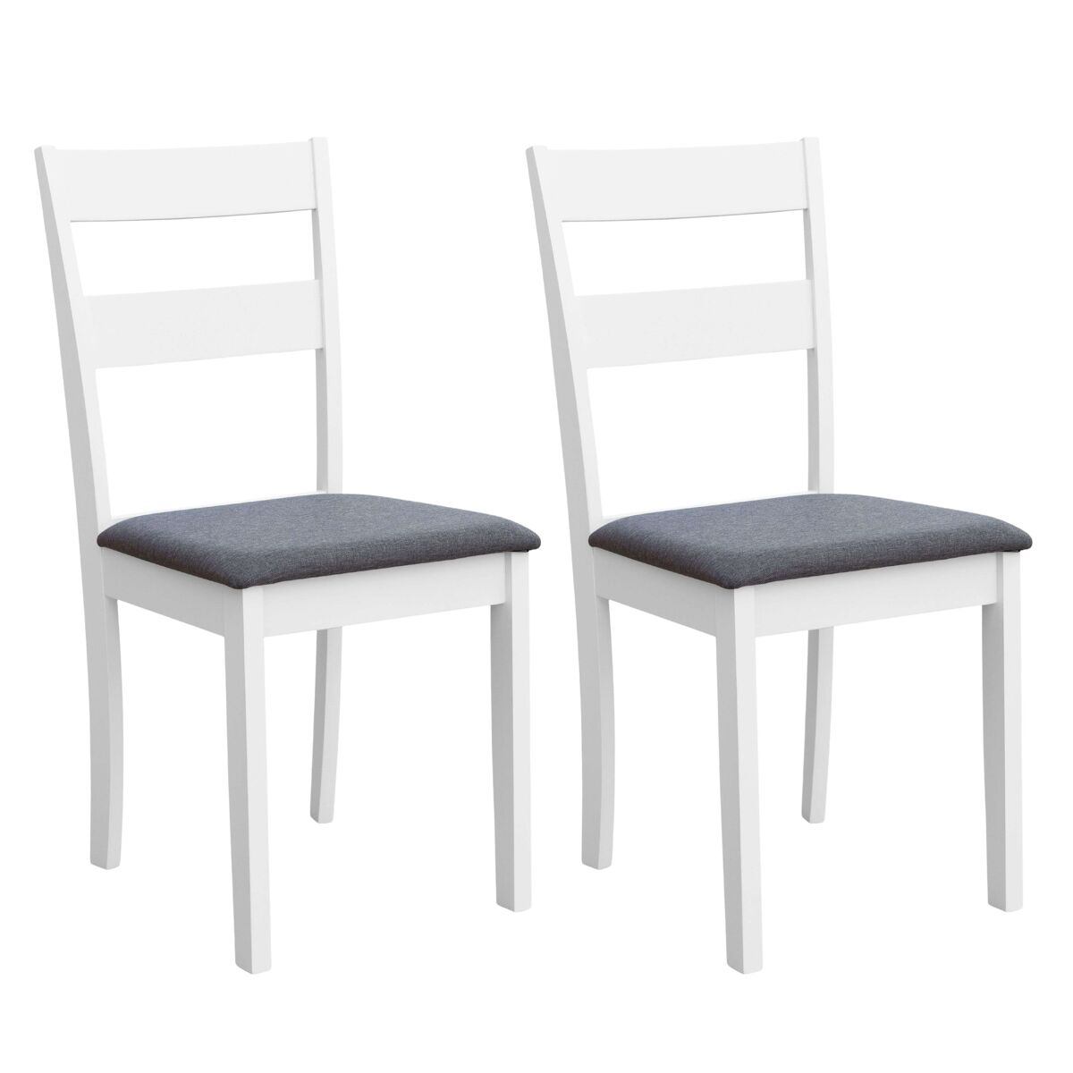 Set de sillas de cocina comedor, conjunto sillas lita blanco melamina asiento tapizado gris