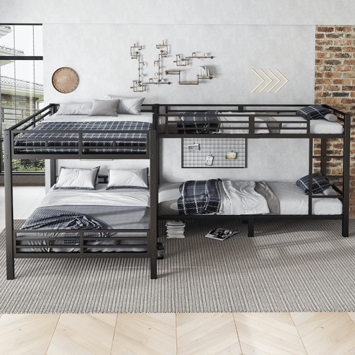 Beliche 90x200cm e 140x200cm - Escada com 3 degraus, base estável, estrutura metálica - Preto Beliche 90x200cm e 140x200cm - Escada com 3 degraus, base estável, estrutura metálica - Preto