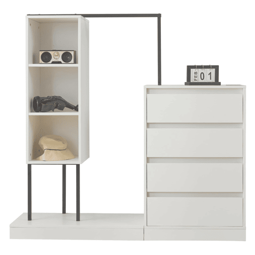 Armário com gavetas + 140x40x135 cm - armário guarda-roupa com barra - branco