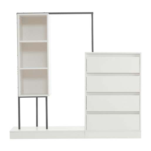 Armário com gavetas + 140x40x135 cm - armário guarda-roupa com barra - branco