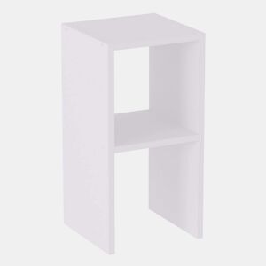 Mesa lateral Fesa, mesa de cabeceira para sala ou quarto, branco fosco com 1 prateleira para decoração, melamina, 30x60x30 cm