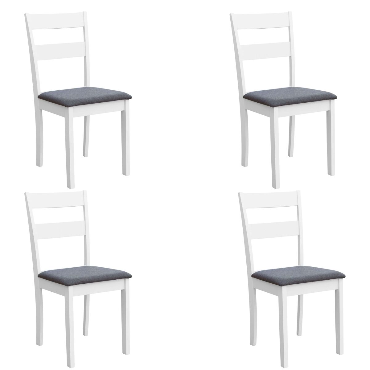Set de sillas de cocina comedor, conjunto sillas lita blanco melamina asiento tapizado gris