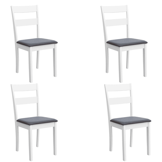 Conjunto de 4 cadeiras de jantar de cozinha, conjunto de 4 cadeiras Lita, assento estofado em melamina branca e cinza