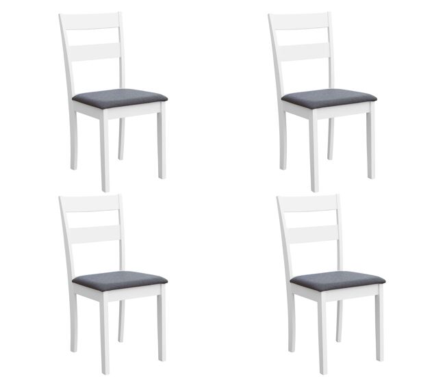 Set de sillas de cocina comedor, conjunto sillas lita blanco melamina asiento tapizado gris