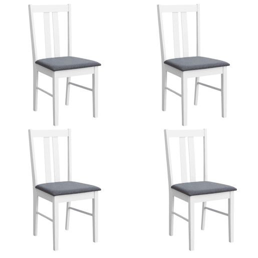 Conjunto de 4 cadeiras de jantar clássicas para cozinha, conjunto de 2 cadeiras de cozinha em melamina estofadas em cinza e assentos na cor branca