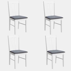Conjunto de 4 cadeiras de jantar clássicas para cozinha, conjunto de 2 cadeiras de cozinha em melamina estofadas em cinza e assentos na cor branca