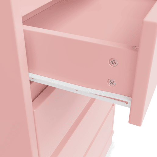 Armário com gavetas 140x40x135 cm - Com barra para roupa, estilo aparador - Rosa
