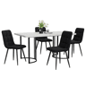 Conjunto de sala de jantar de 5 peças - Mesa 140×80 cm com 4 cadeiras de veludo preto - Branco