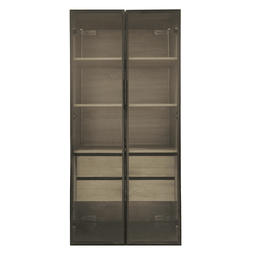 Conjunto de 2 armários de casa de banho 73 cm - Com luz, 2 gavetas grandes, 2 portas, porta de vidro - Natural