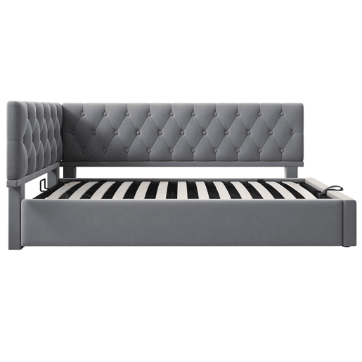 Cama Polsterbett 90x190 cm - Sofá-cama com arrumação hidráulica - Cinza