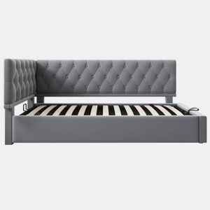 Cama Polsterbett 90x190 cm - Sofá-cama com arrumação hidráulica - Cinza