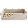 Cama Polsterbett 90x190 cm - Sofá-cama com cama extraível, com ripas, linho, bege
