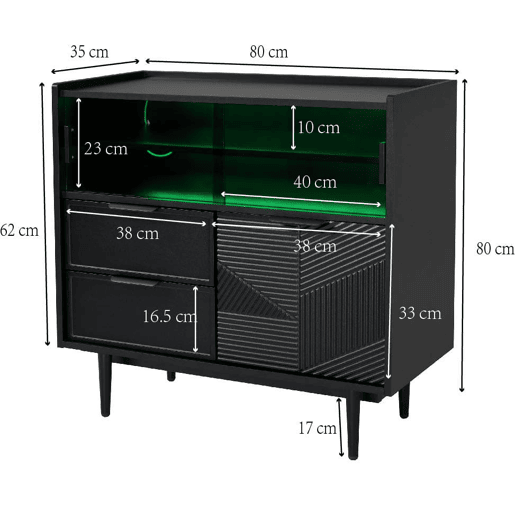 Armário de banheiro 80 cm - Armário de banheiro com luz LED e porta de vidro - Preto Armário de banheiro 80 cm - Armário de banheiro com luz LED e porta de vidro - Preto