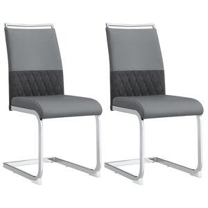 Cadeira de jantar moderna 2 unidades - encosto em PU e linho, design com franjas, cinza