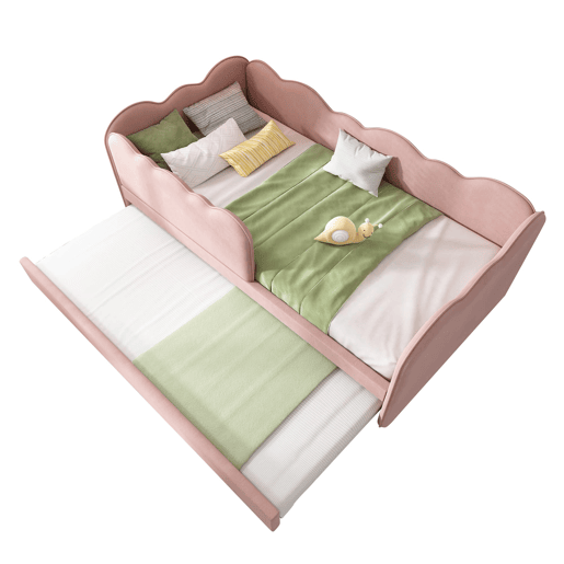 Cama Polsterbett 90x190 cm - Sofá-cama com cama extraível, com estrado, Veludo, Rosa