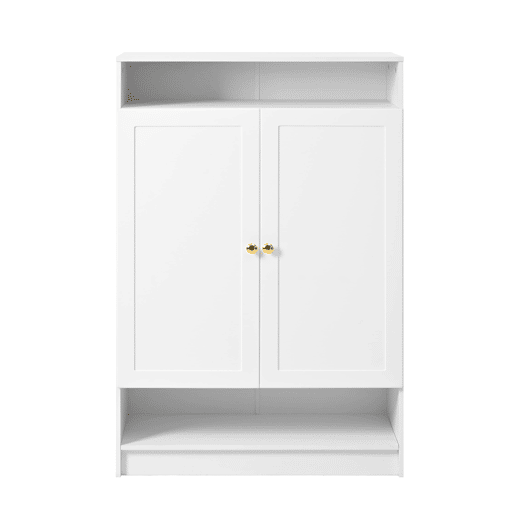 Sapateira moderna 73x34x109 cm - com prateleiras ajustáveis, 2 portas, puxadores dourados - branca Sapateira moderna 73x34x109 cm - com prateleiras ajustáveis, 2 portas, puxadores dourados - branca