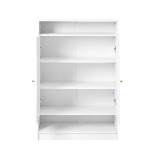 Sapateira moderna 73x34x109 cm - com prateleiras ajustáveis, 2 portas, puxadores dourados - branca Sapateira moderna 73x34x109 cm - com prateleiras ajustáveis, 2 portas, puxadores dourados - branca