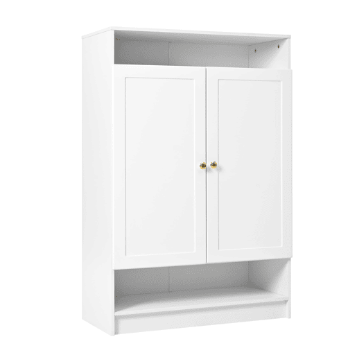 Sapateira moderna 73x34x109 cm - com prateleiras ajustáveis, 2 portas, puxadores dourados - branca Sapateira moderna 73x34x109 cm - com prateleiras ajustáveis, 2 portas, puxadores dourados - branca