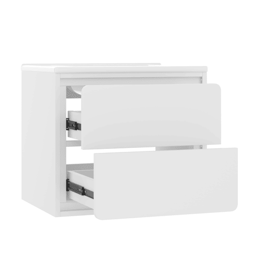 Móvel de casa de banho suspenso 60x46x50 cm - LED, sensor de radar, duas gavetas, branco