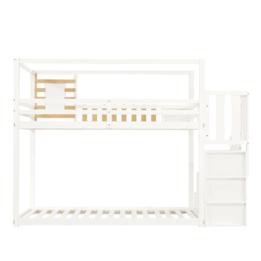 Beliche 90x200cm - Com escada, janela, prateleira e proteção contra quedas - Branco