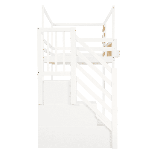 Beliche 90x200cm - Com escada, janela, prateleira e proteção contra quedas - Branco
