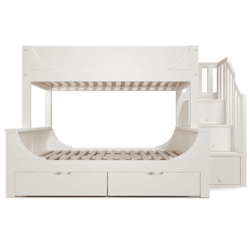 Beliche 90x200cm & 140x200cm - Design elegante com escadas, proteção contra quedas, branco