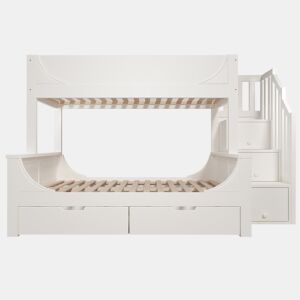 Beliche 90x200cm & 140x200cm - Design elegante com escadas, proteção contra quedas, branco