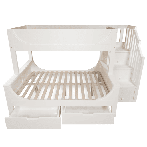 Beliche 90x200cm & 140x200cm - Design elegante com escadas, proteção contra quedas, branco