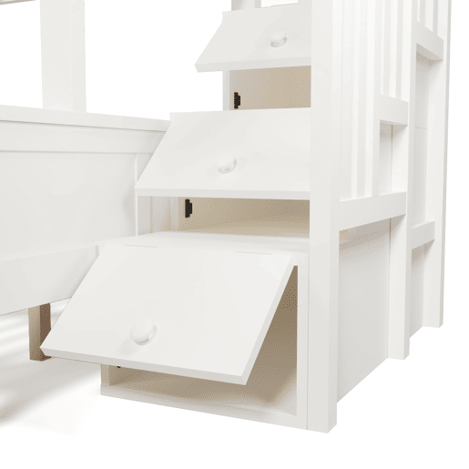 Beliche 90x200cm & 140x200cm - Design elegante com escadas, proteção contra quedas, branco