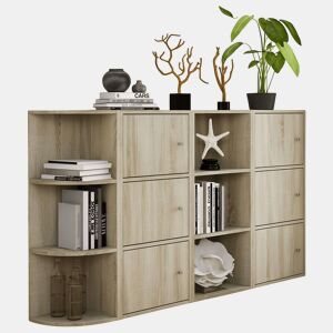 Aparador Plea Sonoma Oak Sala de Estar Sala de Jantar com 6 Portas e 6 Prateleiras 155x92x29 cm