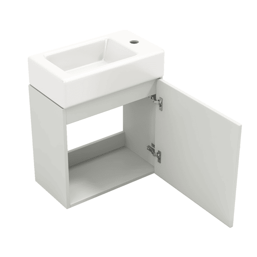 Móvel de casa de banho com lavatório e armário suspenso 46 cm - Móvel de casa de banho pequeno - Branco