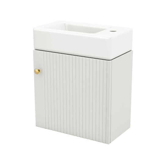 Móvel de casa de banho com lavatório e armário suspenso 46 cm - Móvel de casa de banho pequeno - Branco