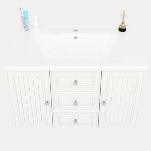 Móvel de casa de banho suspenso 78,5 x 46 x 46,8 cm - 3 gavetas, lavatório integrado - Branco