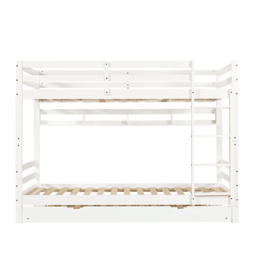 Beliche 90x200 cm - Cama extensível com rodas, prateleiras, estrutura estável - Branco