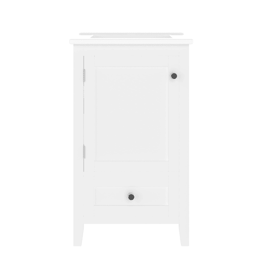 Armário de casa de banho com pés 51x46x85 cm - Com lavatório, prateleira ajustável, gaveta silenciosa - Branco